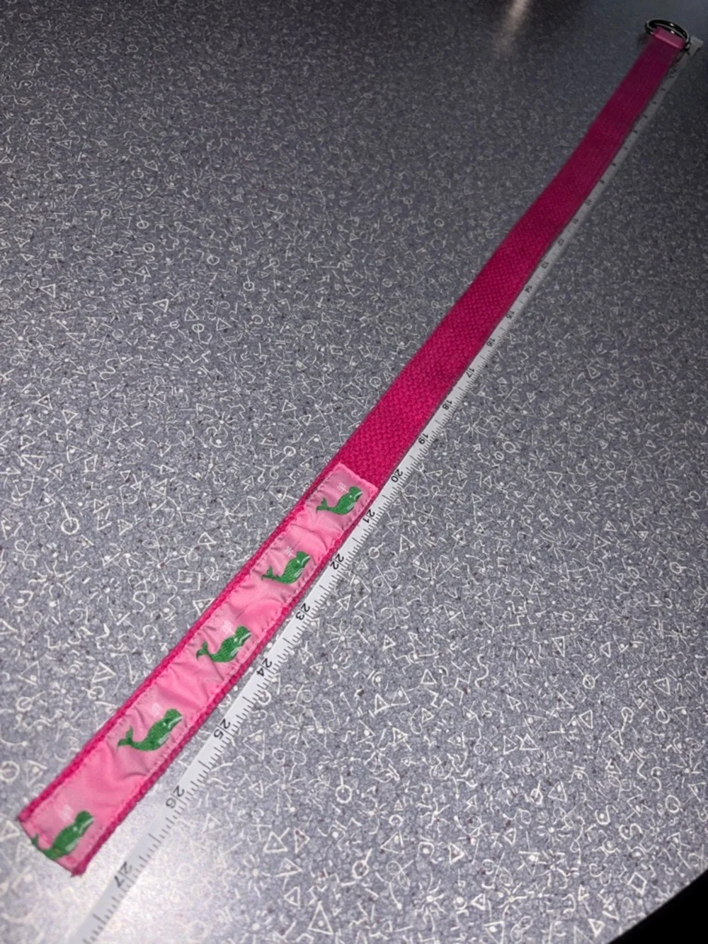 Kids Sized Canvas Pink Belt With Green Whales 27”